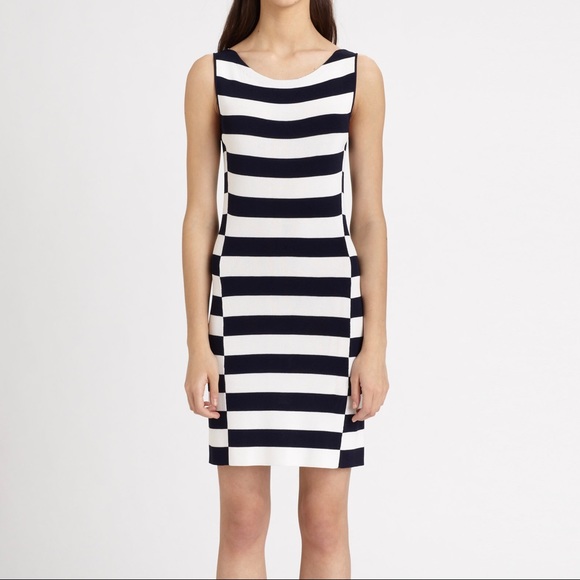 Theory Dresses & Skirts - Theory Womens Lasina Striped Sleeveless Bodycon Dress Blue White Knit size XS